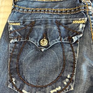 Vintage True Religion Jeans Dark Rinse Wash Thick Stitching Pants Size 32 Pants